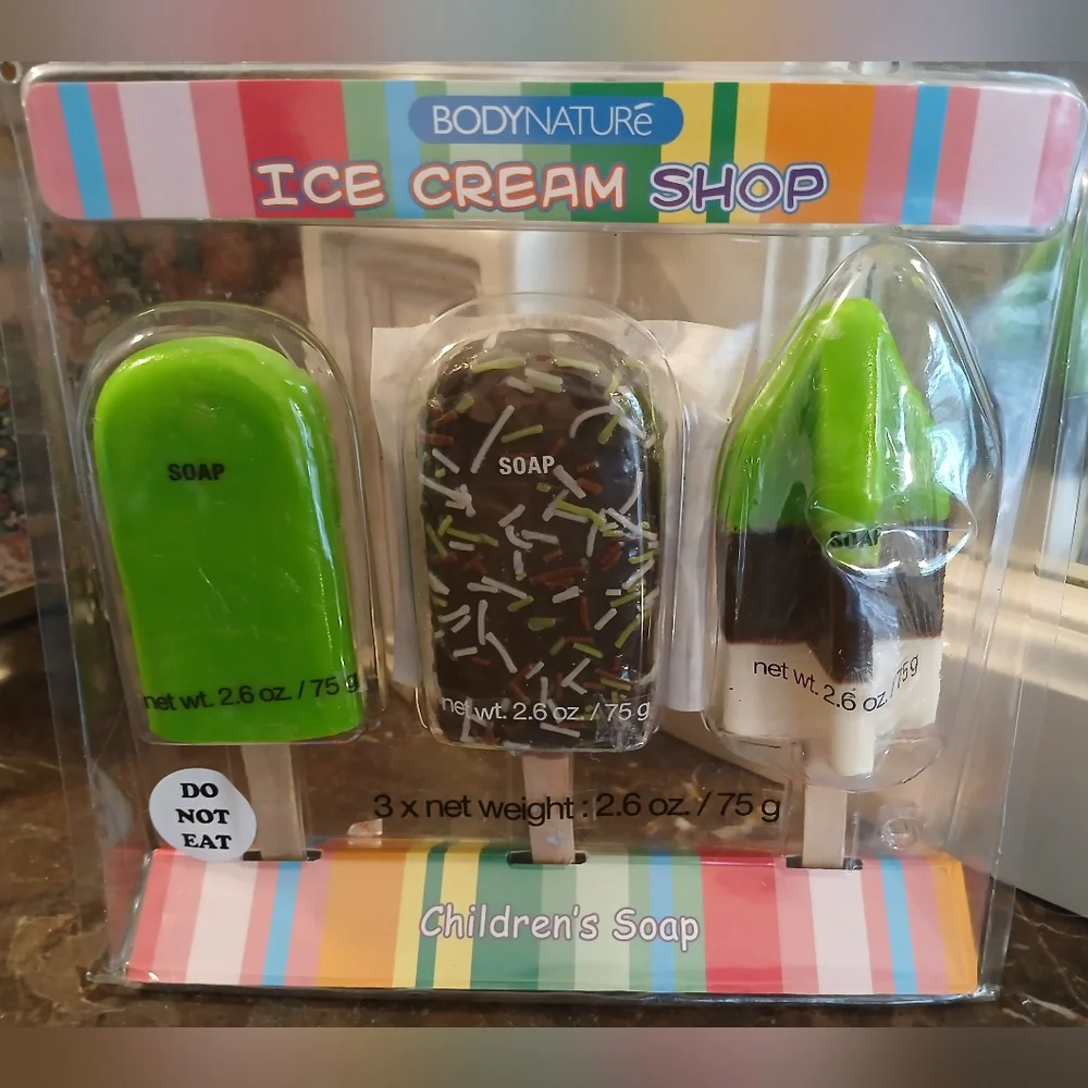 Ice Cream Soap Set for Kids - Green and Brown